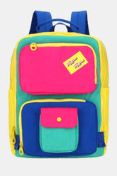 Himawari Contrast Nylon Backpack Bag with Handles Yellow One Size OutfitFlow