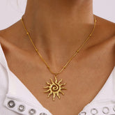 18K Gold-Plated Sun Pendant Necklace Gold One Size OutfitFlow