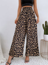 Printed Elastic Waist Wide Leg Pants Leopard OutfitFlow