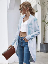 Tie-Dye Oversized Open Front Cardigan Light Blue OutfitFlow