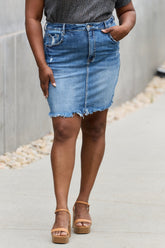 RISEN Amelia Full Size Denim Mini Skirt Medium OutfitFlow