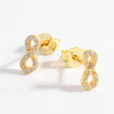 925 Sterling Silver Zircon Number 8 Stud Earrings Gold One Size OutfitFlow
