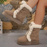 Round Toe Platform Boots Coffee Brown OutfitFlow