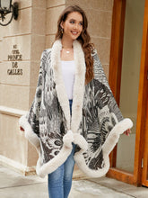 Printed Open Front Poncho Ivory One Size OutfitFlow