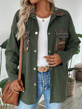Snap Down Long Sleeve Jacket with Chest Pockets Army Green OutfitFlow