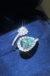 2 Carat Moissanite 925 Sterling Silver Bypass Ring Turquoise One Size OutfitFlow