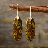 Natural Stone Copper Dangle Earrings Gold One Size OutfitFlow