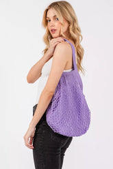 Fame Netted Beach Bag PU one size OutfitFlow