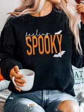 Feeling Spooky Halloween Embroidered Sweatshirt Black OutfitFlow