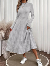 Ribbed Knit A-Line Midi Dress Gray Trendsi