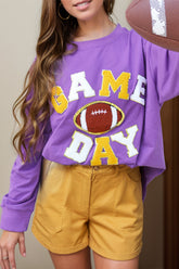 GAME DAY Football Long Sleeve Sweatshirt Lavender OutfitFlow
