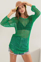 HYFVE Crochet Long Sleeve Cover Up Green OutfitFlow