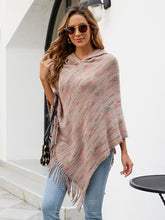Fringe Hem Hooded Poncho Khaki One Size OutfitFlow
