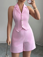Sleeveless Vest and Shorts Set Pink OutfitFlow