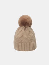 Roll Rim Hat with Pompom Camel One Size OutfitFlow