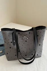 Bow Trim Polyester Tote Bag Star One Size OutfitFlow
