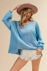 BiBi Oversized Pocket Front Sweatshirt DENIM OutfitFlow
