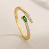 925 Sterling Silver Inland Zircon Open Ring Gold One Size OutfitFlow