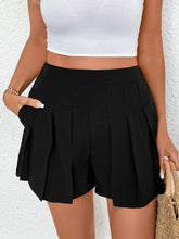 Pleated Shorts with Pockets Black OutfitFlow