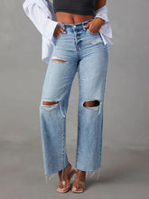 Distressed Straight Leg Jeans with Pockets Light OutfitFlow