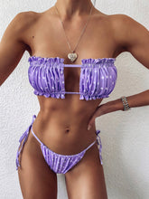 Frill Trim Ruched Bikini Set Lavender OutfitFlow