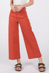 SAGE + FIG Wide Leg Cropped Pants Cinnamon OutfitFlow