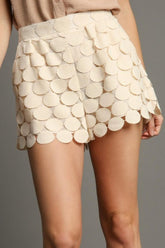Umgee Full Size Polka Dot Lace Shorts Plus Size NATURAL OutfitFlow