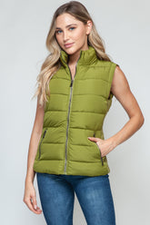 Snobbish Zip Up Turtleneck Vest with Pockets Cardamom Seed OutfitFlow