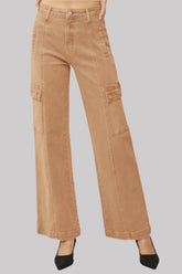 RISEN Full Size High Rise Wide Leg Cargo Jeans Cocoa OutfitFlow