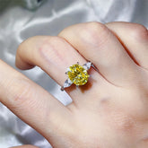 3 Carat Moissanite 925 Sterling Silver Ring Pastel Yellow OutfitFlow