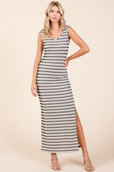 Mittoshop Striped Scoop Neck Sleeveless Maxi Dress Ivory OutfitFlow