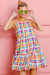 BiBi Multi Colors Plaid Sleeveless Sun Dress MULTI OutfitFlow