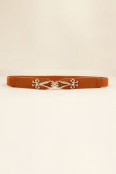 Alloy Buckle Elastic Belt Caramel One Size OutfitFlow
