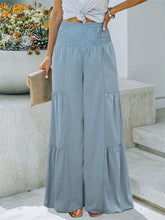 Smocked High Waist Pants Light Blue OutfitFlow