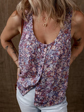Floral Print Button Front Tank Top Mauve OutfitFlow