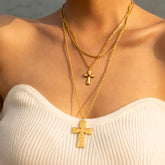 18K Gold-Plated Double Layered Cross Necklace Gold One Size OutfitFlow