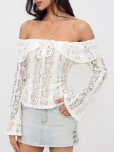 Off-Shoulder Lace Blouse White OutfitFlow
