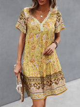 Floral Print V-Neck Summer Dress Pastel Yellow OutfitFlow