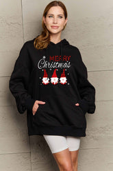 Simply Love Full Size MERRY CHRISTMAS Graphic Hoodie Black OutfitFlow