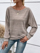Ribbed Round Neck Long Sleeve Top Gray OutfitFlow