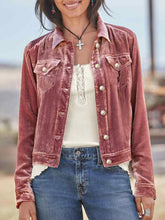 Button Up Long Sleeve Jacket with Chest Pockets Dusty Pink OutfitFlow