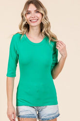 Mittoshop Round Neck Half Sleeve T-Shirt Paris Green OutfitFlow