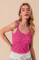 SO ME Two Tone Floral Seamless Tank Top FUCHSIA OutfitFlow