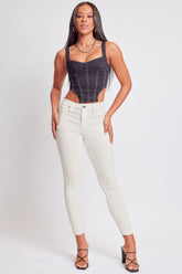 YMI Jeanswear Hyperstretch Mid-Rise Skinny Jeans Vanilla Cream OutfitFlow
