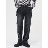 Raw Hem Jeans with Pockets Dark S OutfitFlow