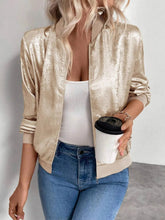 Zip Up Long Sleeve Jacket Gold OutfitFlow