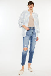Kancan High Rise Distressed Mom Jeans Medium OutfitFlow