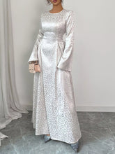 Leopard Lace Up Long Sleeve Maxi Dress Apricot OutfitFlow