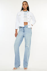 Kancan Distressed High Waist Straight Jeans Light OutfitFlow