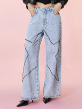 Studded Star Straight Jeans with Pockets Light OutfitFlow